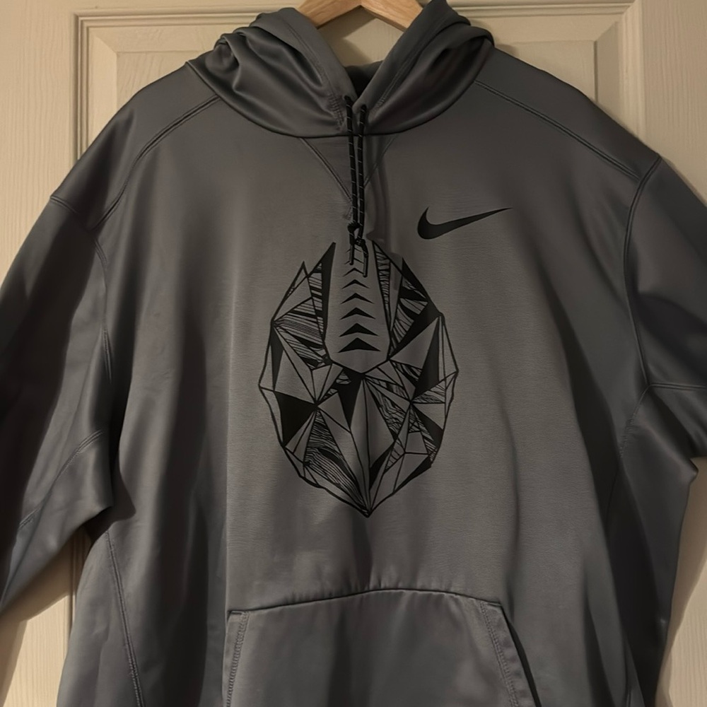 Nike Men's Therma Dri-Fit Gray Black Diamond Football XXL Hoodie